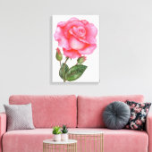 Botanische Muur Kunst Roze Rose Bloemen Bloemen Bl Canvas Afdruk (Insitu (Woonkamer))