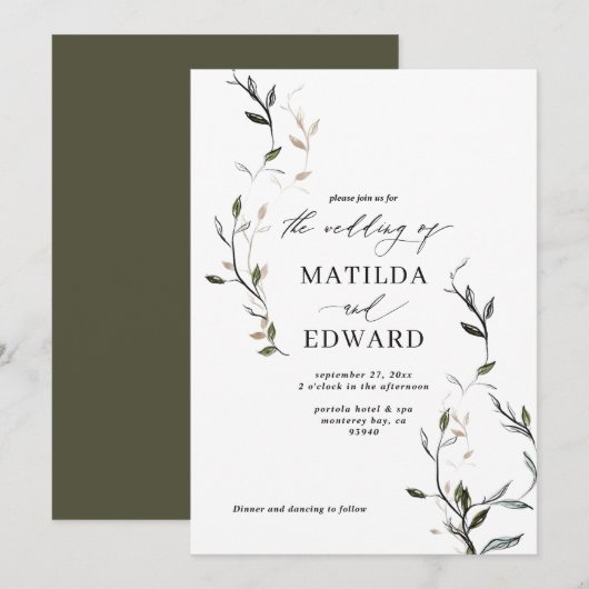 Botanische naaldbladeren met kettingblad (Voorkant / Achterkant)