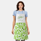 Botanische naam Groene Basil Herb Leaf Pattern Schort (Gedragen)