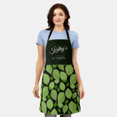 Botanische naam Groene Basil Herb Leaf Pattern Schort (Gedragen)