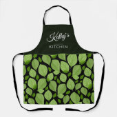 Botanische naam Groene Basil Herb Leaf Pattern Schort (Voorkant)