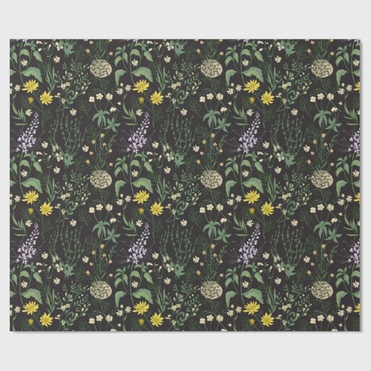 botanische nacht cadeaupapier (Vlak)