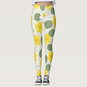 Botanische Narcis Bloem Geometrisch Patroon (1) Leggings