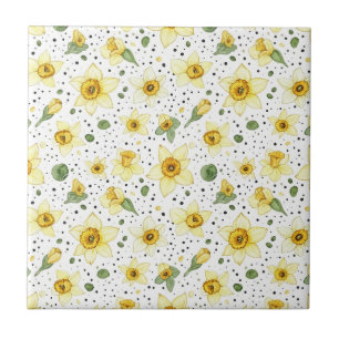 Botanische narcis bloem geometrisch patroon (2) tegeltje