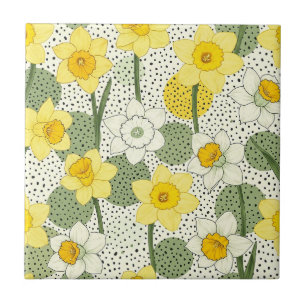 Botanische narcis bloem geometrisch patroon (3) tegeltje