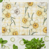 Botanische narcis geruite patroon theedoek (Gevouwen)