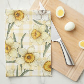 Botanische narcis geruite patroon theedoek (Quarter Fold)