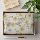 Botanische narcis geruite patroon tissuepapier (Geschenk)