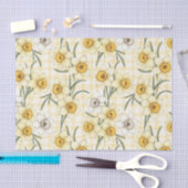 Botanische narcis geruite patroon tissuepapier (Craft)
