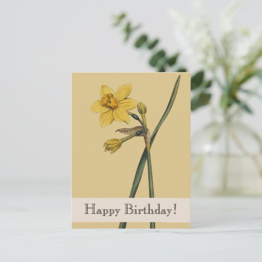  Botanische narcis Happy Birthday Briefkaart (Staand voorkant)