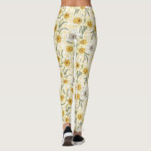 Botanische narcis plaid patroon leggings (Achterkant)