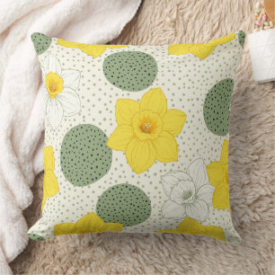 Botanische Narcissen Bloem Geometrisch Patroon (1) Kussen