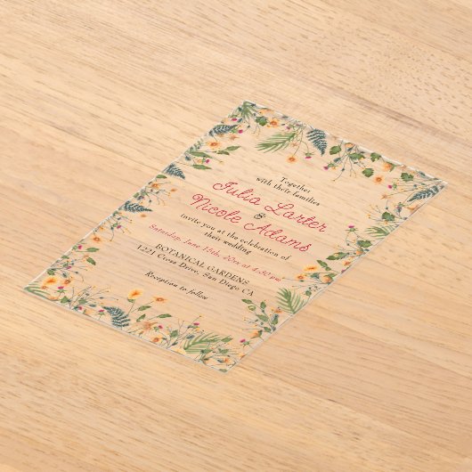 Botanische narcissen Daisy pioenroos bloemen bruil Acryl Uitnodigingen (Laagn)