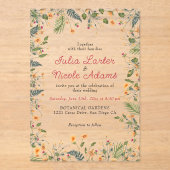 Botanische narcissen Daisy pioenroos bloemen bruil Acryl Uitnodigingen (Voorkant)