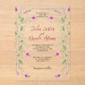 Botanische narcissen Daisy pioenroos bloemen bruil Acryl Uitnodigingen (Voorkant)