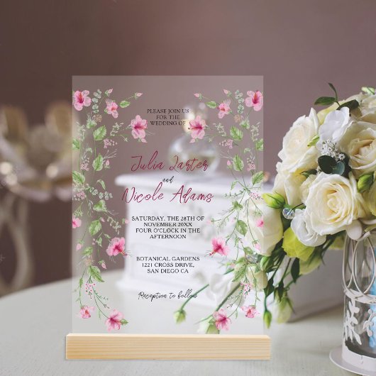 Botanische narcissen Daisy pioenroos bloemen bruil Acryl Uitnodigingen