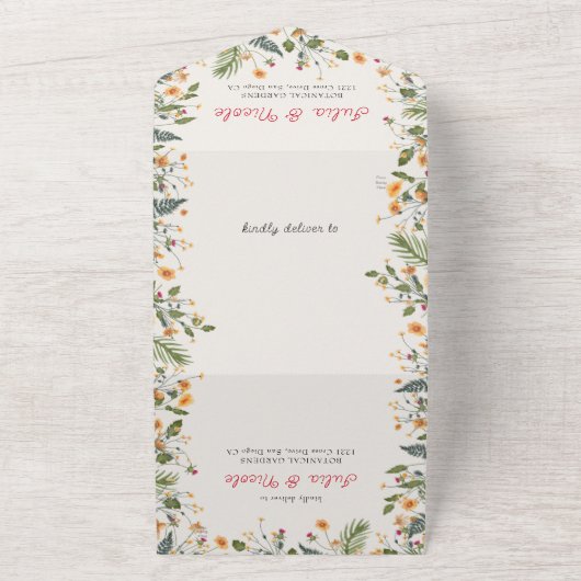 Botanische narcissen Daisy pioenroos bloemen bruil All In One Uitnodiging (Buitenkant)