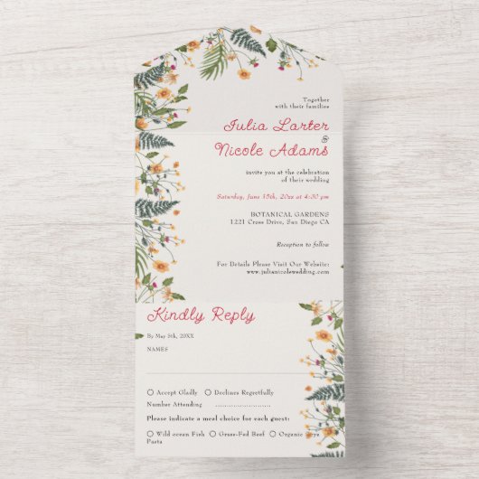 Botanische narcissen Daisy pioenroos bloemen bruil All In One Uitnodiging (Binnen)