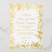 Botanische narcissen Daisy pioenroos bloemen bruil Folie Uitnodiging (Voorkant)