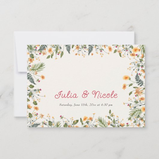 Botanische narcissen Daisy pioenroos bloemen bruil RSVP Kaartje (Achterkant)