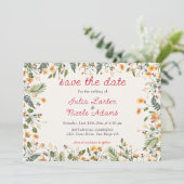 Botanische narcissen Daisy pioenroos bloemen bruil Save The Date (Staand voorkant)