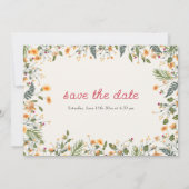 Botanische narcissen Daisy pioenroos bloemen bruil Save The Date (Achterkant)