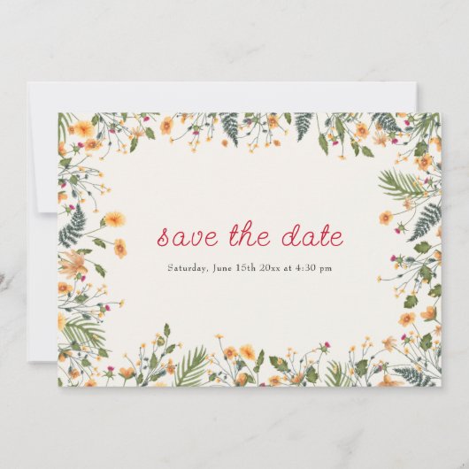 Botanische narcissen Daisy pioenroos bloemen bruil Save The Date (Achterkant)