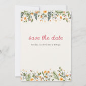 Botanische narcissen Daisy pioenroos bloemen bruil Save The Date (Achterkant)