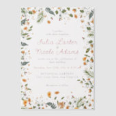 Botanische narcissen Daisy pioenroos bloemen bruil Vellum Uitnodigingen (Voorkant)