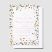 Botanische narcissen Daisy pioenroos bloemen bruil Vellum Uitnodigingen (Offset)