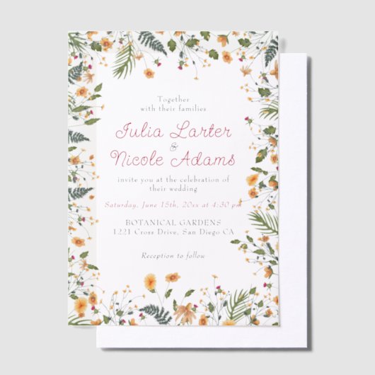 Botanische narcissen Daisy pioenroos bloemen bruil Vellum Uitnodigingen (Offset)