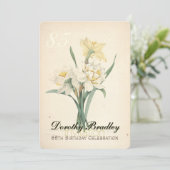 Botanische Narcissus 85e verjaardag Uitnodiging (Staand voorkant)