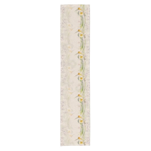 Botanische Narcissus Daffodil Flowers Table Runner Korte Tafelloper (Voorkant)