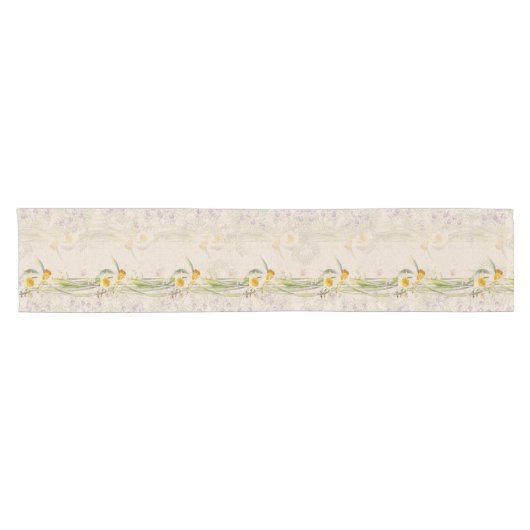 Botanische Narcissus Daffodil Flowers Table Runner Korte Tafelloper (Horizontaal)
