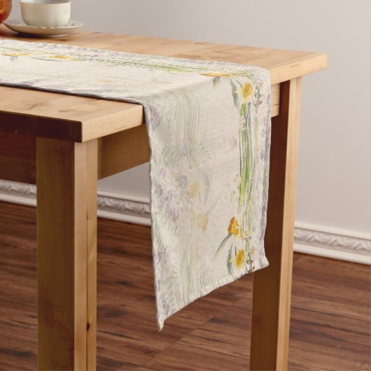 Botanische Narcissus Daffodil Flowers Table Runner Korte Tafelloper (Voorbeeld)