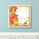Botanische Nasturtium Huwelijkscadeau Gepersonalis Canvas Afdruk (Insitu (Houten vloer))