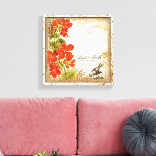 Botanische Nasturtium Huwelijkscadeau Gepersonalis Canvas Afdruk (Insitu (Woonkamer))