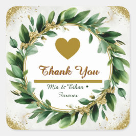 🌿 Botanische Natuur Groene Trouw Trouw Cadeautje Vierkante Sticker