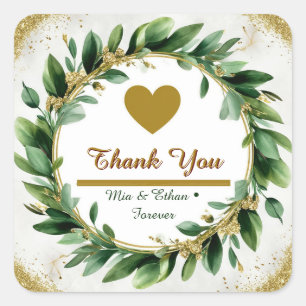 🌿 Botanische Natuur Groene Trouw Trouw Cadeautje  Vierkante Sticker
