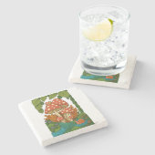 Botanische natuur kunst stenen onderzetter (Zijkant)