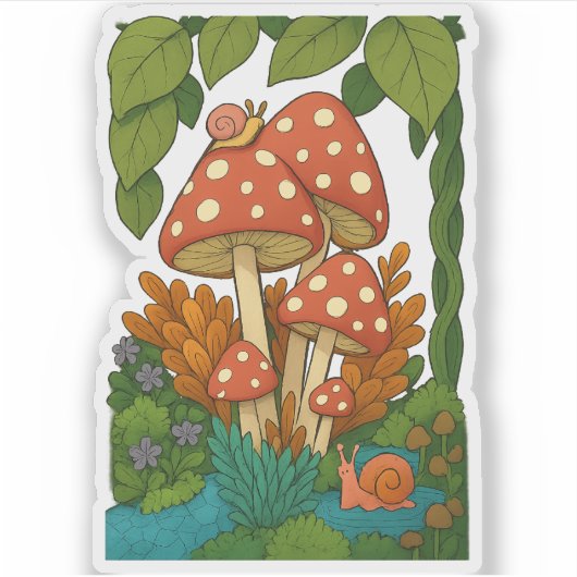 Botanische natuur kunst sticker (Voorkant)