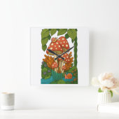 Botanische natuur kunst vierkante klok (Huis)