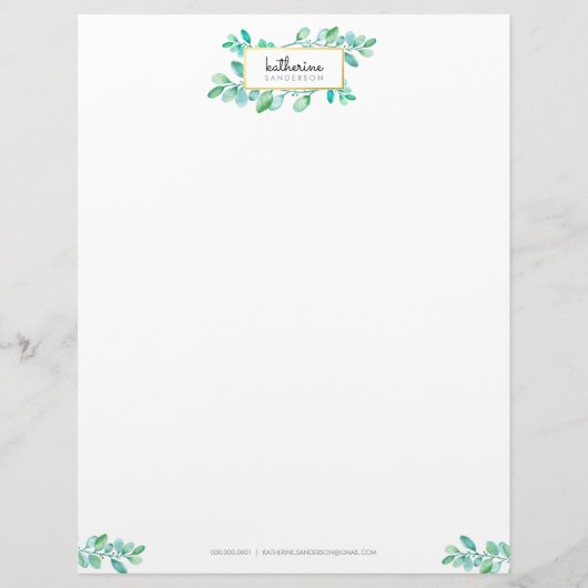 BOTANISCHE NATUUR moderne waterverf geschilderde b Briefhoofd Ontwerp (Voorkant)