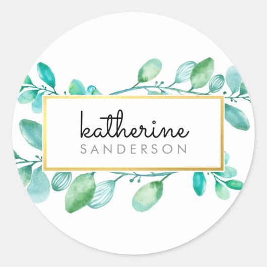 BOTANISCHE NATUUR moderne waterverf geschilderde b Ronde Sticker (Voorkant)