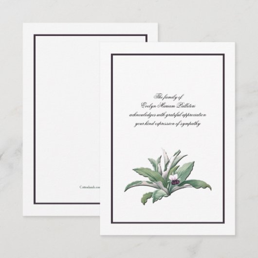 Botanische Natuur Sympathie Hartelijk dank Kaart (Voorkant / Achterkant)