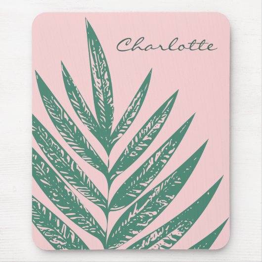 Botanische Natuur Tropisch Roze Groen Aangepast Muismat (Voorkant)