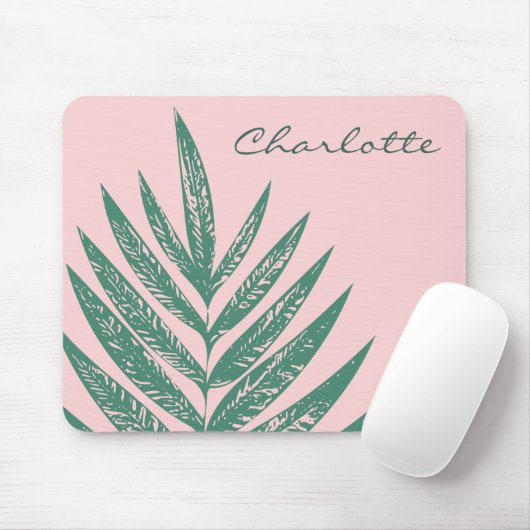 Botanische Natuur Tropisch Roze Groen Aangepast Muismat (Met muis)