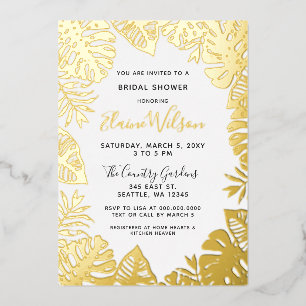 Botanische Natuur Tropische bladeren Vrijgezellenf Folie Uitnodiging