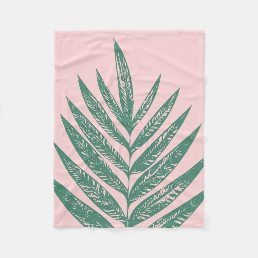 Botanische Natuur Tropische illustratie Roze Groen Fleece Deken (Voorkant)
