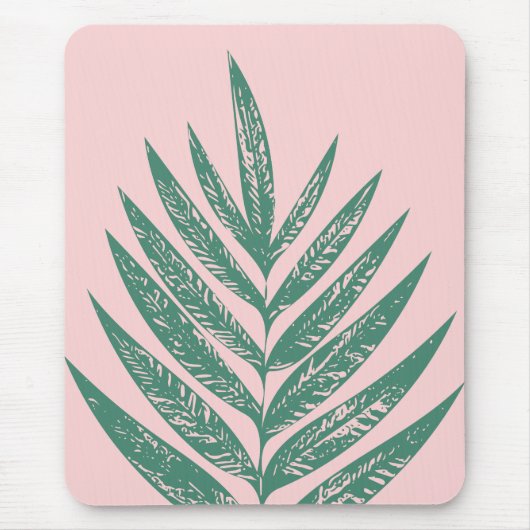 Botanische Natuur Tropische illustratie Roze Groen Muismat (Voorkant)